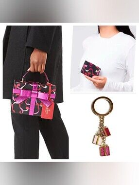 Kate Spade-3pc "Wrapping Party Ribbon  Crossbody Card Holder & Bag Charm Set 🎀